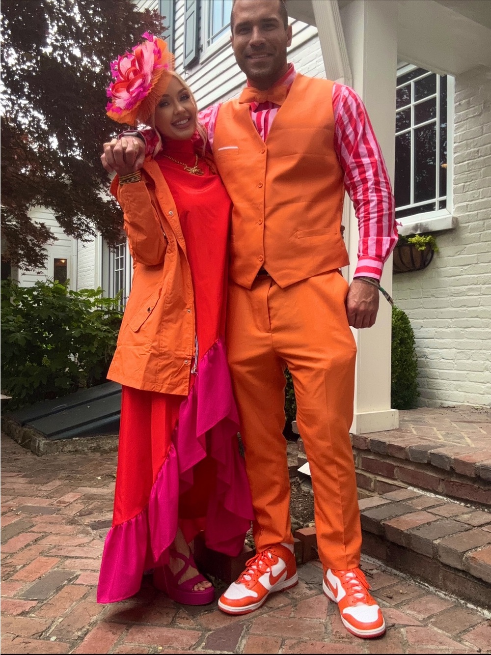🩷❤️🧡 One33 Social high-lo taffeta orange/red dress